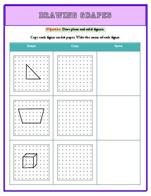 Preview image for worksheet with title Drawing Shapes