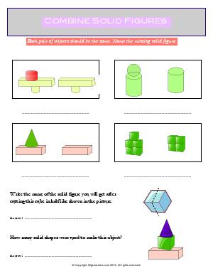 Preview image for worksheet with title Combine Solid Shapes