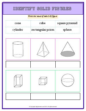 Preview image for worksheet with title Identify Solid Figures