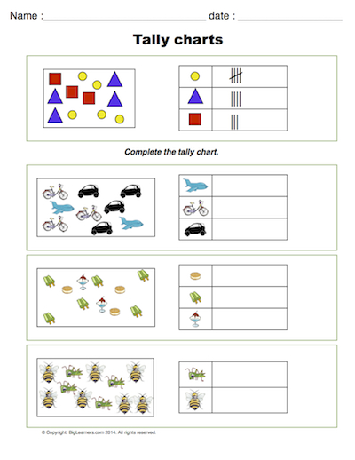 Preview image for worksheet with title Tally Charts