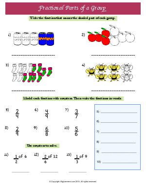 Preview image for worksheet with title Fractional parts of a group