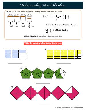 Preview image for worksheet with title Understanding Mixed Numbers