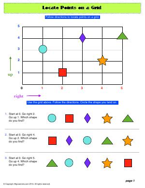 Preview image for worksheet with title Locate Points on a Grid (2 pages)