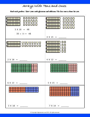 Preview image for worksheet with title Arrays With Tens and Ones