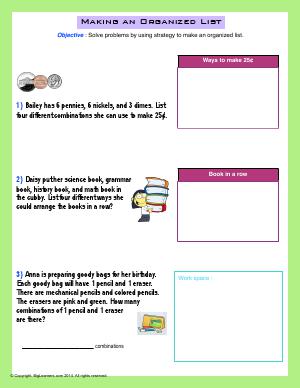 Preview image for worksheet with title Making an Organized List