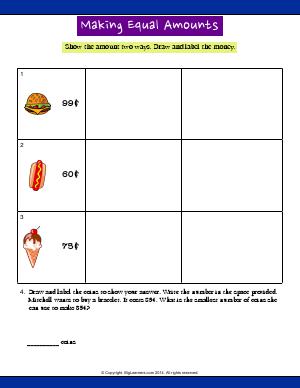 Preview image for worksheet with title Make Equal Amounts