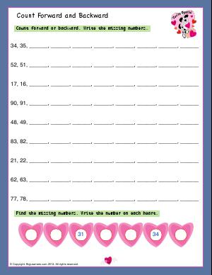Preview image for worksheet with title Count Forward and Backward