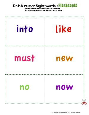 Preview image for worksheet with title Dolch Primer Sight Words : Flashcards
