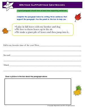 Preview image for worksheet with title Writing Supporting Sentences
