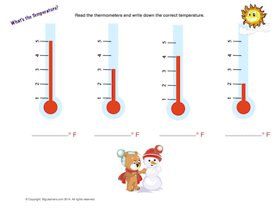 Preview image for worksheet with title What's the Temperature?