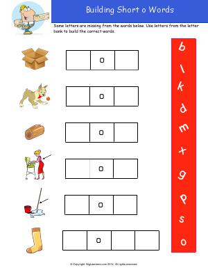 Preview image for worksheet with title Building Short o Words