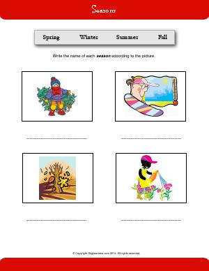 Preview image for worksheet with title Seasons