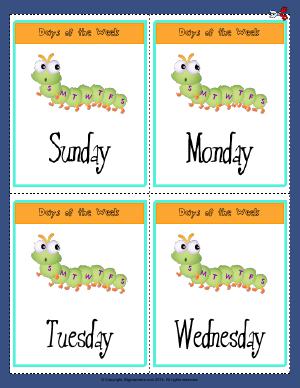 Preview image for worksheet with title Days of the Week  ( Sunday - Wednesday )
