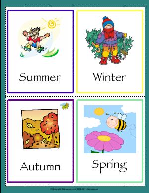Preview image for worksheet with title Seasons Flashcards