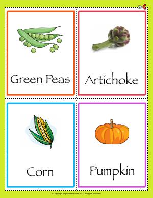 Preview image for worksheet with title Common Vegetables Flashcards