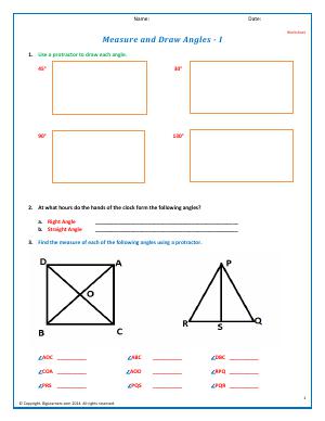 Preview image for worksheet with title Measure and Draw Angles - I