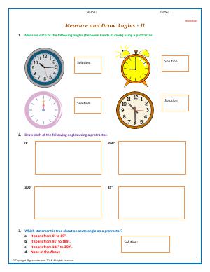 Preview image for worksheet with title Measure and Draw Angles - II