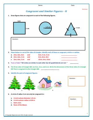 Preview image for worksheet with title Congruent and Similar Figures - II