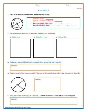 Preview image for worksheet with title Circles - I