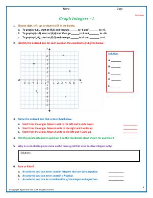 Preview image for worksheet with title Graph Integers - I