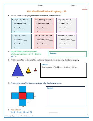 Preview image for worksheet with title Use the distributive Property - III