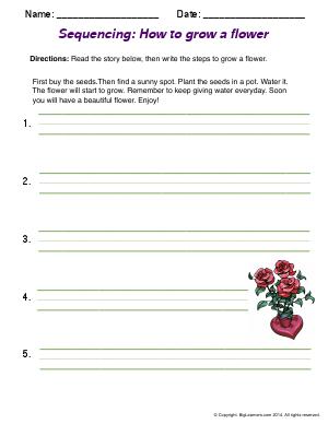 Preview image for worksheet with title Sequencing: How to Grow a Flower