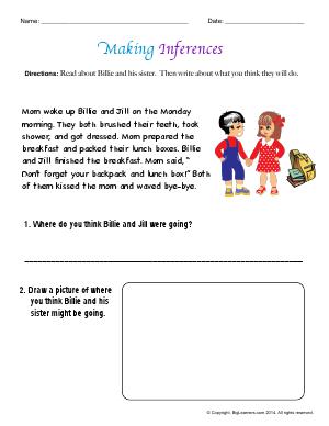 Preview image for worksheet with title Making Inferences