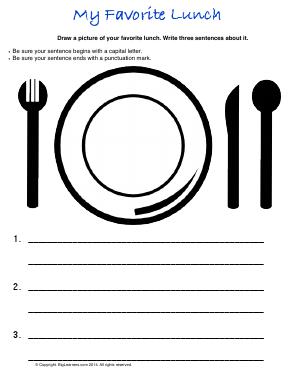Preview image for worksheet with title My Favorite Lunch