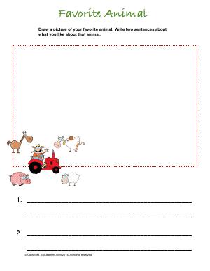 Preview image for worksheet with title Favorite Animal