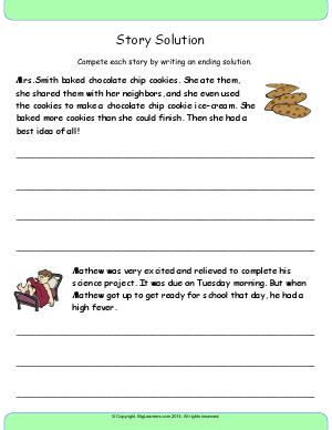 Preview image for worksheet with title Story Solution