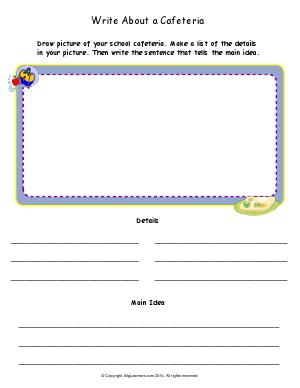 Preview image for worksheet with title Write About a Cafeteria