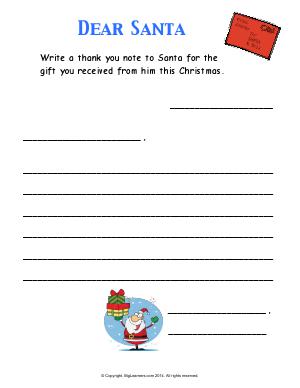 Preview image for worksheet with title Dear Santa