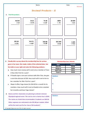 Preview image for worksheet with title Decimal Products - II