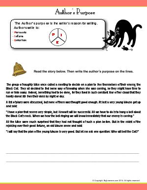 Preview image for worksheet with title Author&rsquo;s Purpose
