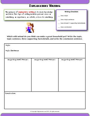 Preview image for worksheet with title Explanatory Writing