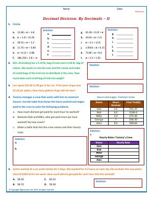 Preview image for worksheet with title Decimal Division: By Decimals - II