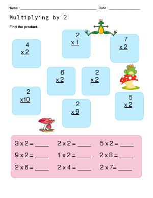 Preview image for worksheet with title Multiplying With 2