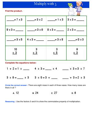 Preview image for worksheet with title Multiply with 3