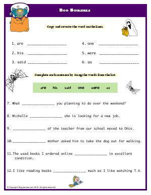 Preview image for worksheet with title Boo Bonanza