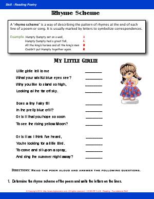 Preview image for worksheet with title Rhyme Scheme