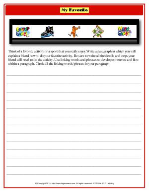 Preview image for worksheet with title My Favorite