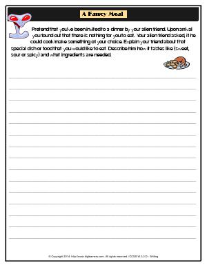 Preview image for worksheet with title A Fancy Meal