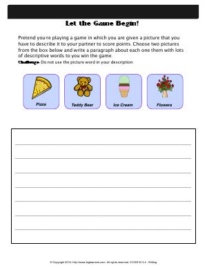 Preview image for worksheet with title Let the Game Begin!
