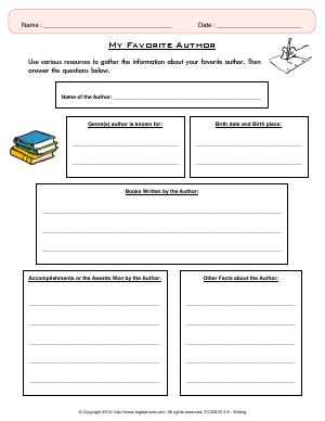 Preview image for worksheet with title My Favorite Author