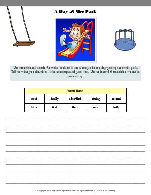 Preview image for worksheet with title The Day at the Park
