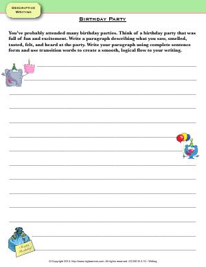 Preview image for worksheet with title Birthday Party
