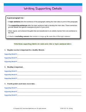 Preview image for worksheet with title Writing Supporting Details