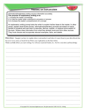 Preview image for worksheet with title Writing an Explanation