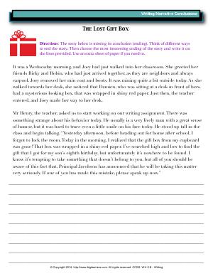 Preview image for worksheet with title The Lost Gift Box