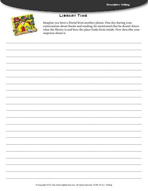 Preview image for worksheet with title Library Time (Descriptive Writing)